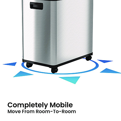 HLS Commercial Dual Compartment Sensor Recycle Bin and Trash Can with Wheels, 16 gal, Plastic/Stainless Steel, Silver/Black (HLMHLS16DCSS)