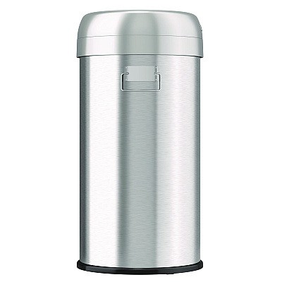 HLS Commercial Open Top Trash Can, Round, 16 gal, Plastic/Stainless Steel, Silver (HLMHLS16STR)