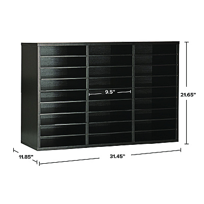 AdirOffice Wooden 27 Compartment Literature Organizer, 27 Sections, Letter Size, 31.49 x 11.81 x 21.65, Black (ALHIOF20101BLK)