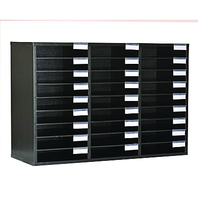 AdirOffice Wooden 27 Compartment Literature Organizer, 27 Sections, Letter Size, 31.49 x 11.81 x 21.65, Black (ALHIOF20101BLK)