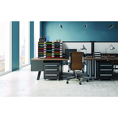 AdirOffice Wooden 27 Compartment Literature Organizer, 27 Sections, Letter Size, 31.49 x 11.81 x 21.65, Black (ALHIOF20101BLK)