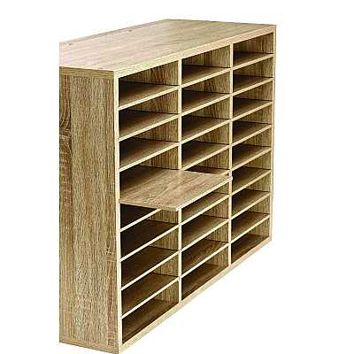 AdirOffice Wooden 27 Compartment Literature Organizer, 27 Sections, Letter Size, 31.49 x 11.81 x 21.65, Medium Oak (ALHIOF20101MEO)
