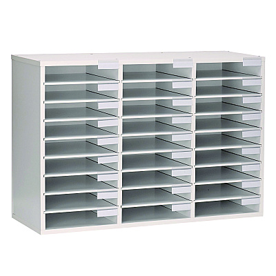 AdirOffice Wooden 27 Compartment Literature Organizer, 27 Sections, Letter Size, 31.49 x 11.81 x 21.65, White (ALHIOF20101WHI)
