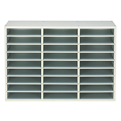 AdirOffice Wooden 27 Compartment Literature Organizer, 27 Sections, Letter Size, 31.49 x 11.81 x 21.65, White (ALHIOF20101WHI)