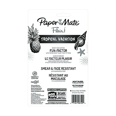 Paper Mate Flair Felt Tip Porous Point Pen, Stick, Medium 0.7 mm, Assorted Ink and Barrel Colors, 6/Pack (PAP1927997)