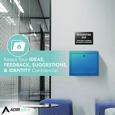 AdirOffice Large Size Steel Multi-Purpose Secure Drop Box, 12 x 3 x10, Blue (ALHI63103BLU)