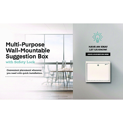 AdirOffice Large Size Steel Multi-Purpose Secure Drop Box, 12 x 3 x 10, White (ALHI63103WHI)