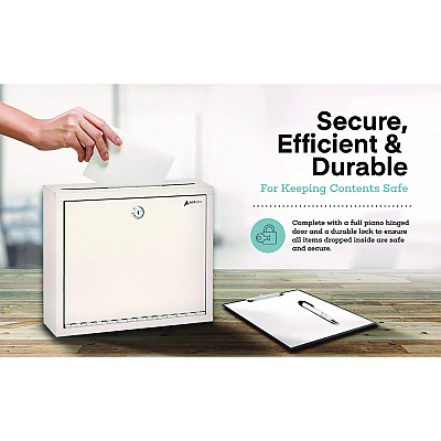 AdirOffice Large Size Steel Multi-Purpose Secure Drop Box, 12 x 3 x 10, White (ALHI63103WHI)