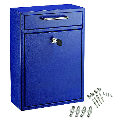AdirOffice Large Ultimate Secure Drop Box Wall Mounted Mail Box, 11.2 x 4.7 x 16.2, Blue (ALHI63104BLU)