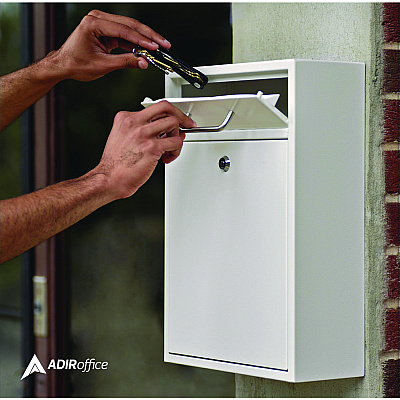 AdirOffice Large Ultimate Secure Drop Box Wall Mounted Mail Box, 11.2 x 4.7 x 16.2, White (ALHI63104WHI)