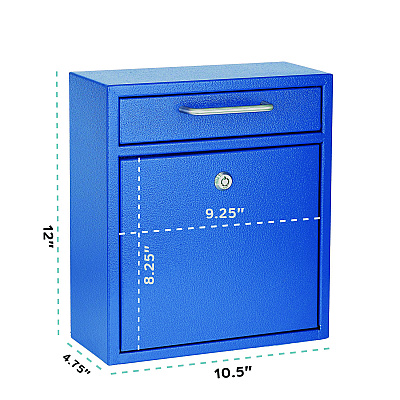 AdirOffice Medium Ultimate Wall Mounted Mail Box, 10.4 x 4.5 x 12, Blue (ALHI63105BLU)