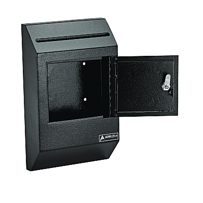 AdirOffice Heavy-Duty Weatherproof Secured Secure Drop Box, 10 x 4 x 16.3, Black (ALHI63113BLK)
