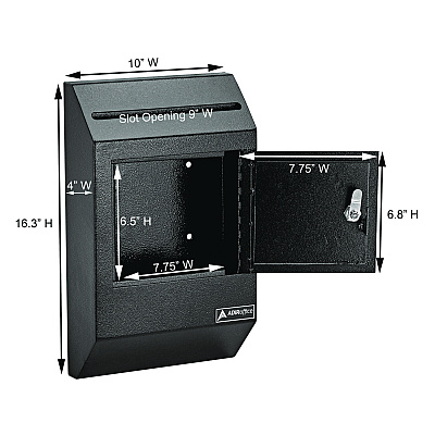 AdirOffice Heavy-Duty Weatherproof Secured Secure Drop Box, 10 x 4 x 16.3, Black (ALHI63113BLK)