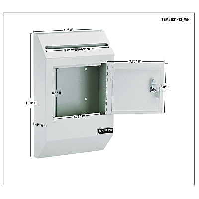 AdirOffice Heavy-Duty Weatherproof Secured Secure Drop Box, 10 x 4 x 16.3, White (ALHI63113WHI)