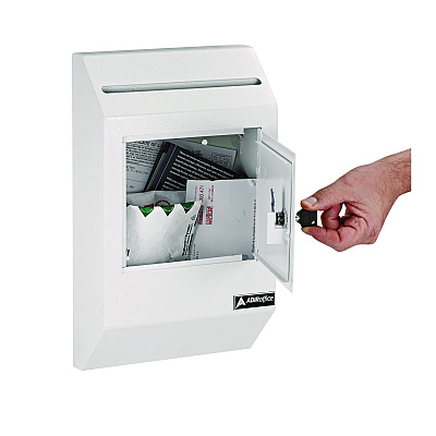AdirOffice Heavy-Duty Weatherproof Secured Secure Drop Box, 10 x 4 x 16.3, White (ALHI63113WHI)