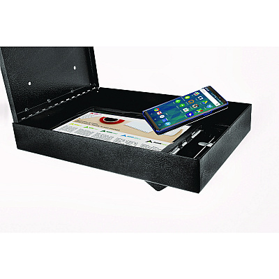 AdirOffice Large Wall Mounted Weatherproof Steel Secure Drop Box, 11 x 2.4 x 16, Black (ALHI63114BLK)