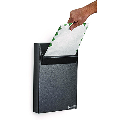 AdirOffice Large Wall Mounted Weatherproof Steel Secure Drop Box, 11 x 2.4 x 16, Black (ALHI63114BLK)
