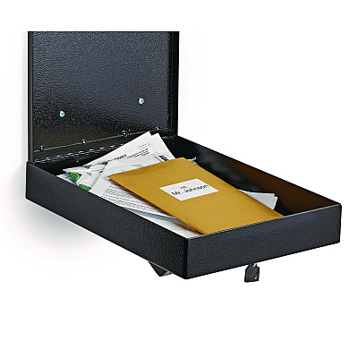 AdirOffice Large Wall Mounted Weatherproof Steel Secure Drop Box, 11 x 2.4 x 16, Black (ALHI63114BLK)