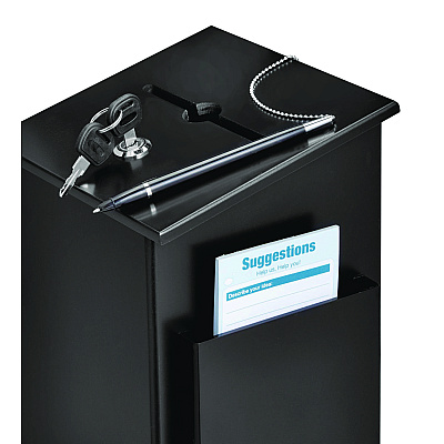 AdirOffice Squared Wood Locking Suggestion Box, 7.25 x 7.5 x 10, Medium Density Fiberboard, Black (ALHI63201BLK)