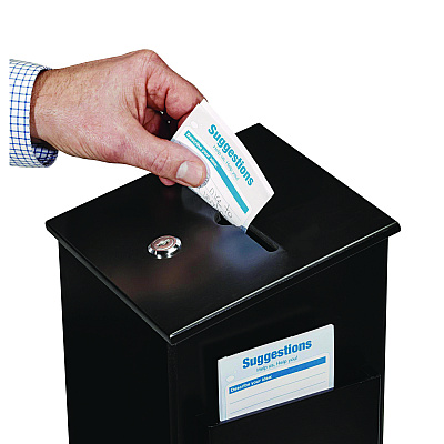 AdirOffice Squared Wood Locking Suggestion Box, 7.25 x 7.5 x 10, Medium Density Fiberboard, Black (ALHI63201BLK)