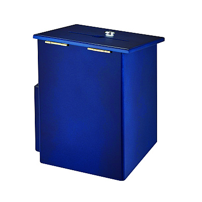 AdirOffice Squared Wood Locking Suggestion Box, 7.25 x 7.5 x 10, Medium Density Fiberboard, Blue (ALHI63201BLU)