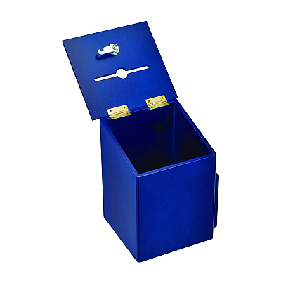 AdirOffice Squared Wood Locking Suggestion Box, 7.25 x 7.5 x 10, Medium Density Fiberboard, Blue (ALHI63201BLU)