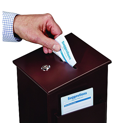 AdirOffice Squared Wood Locking Suggestion Box, 7.25 x 7.5 x 10, Medium Density Fiberboard, Mahogany (ALHI63201MA)