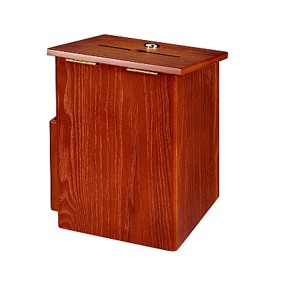 AdirOffice Squared Wood Locking Suggestion Box, 7.25 x 7.5 x 10, Medium Density Fiberboard, Medium Oak (ALHI63201MEO)