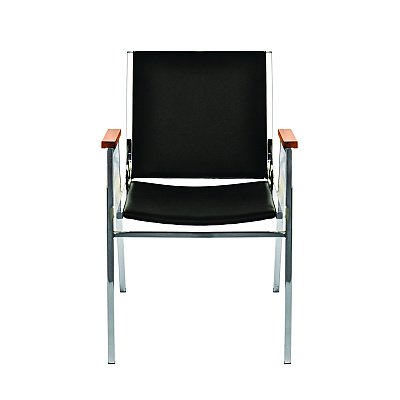 AdirOffice Vinyl Chrome Frame Stackable Office Chair, 16.5 x 22 x 32, Black Seat, Black Back, Chrome Base (ALHI63802BK)