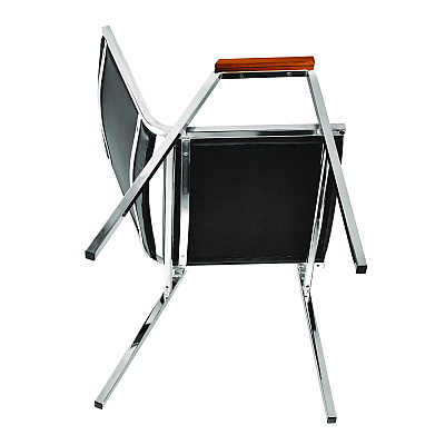 AdirOffice Vinyl Chrome Frame Stackable Office Chair, 16.5 x 22 x 32, Black Seat, Black Back, Chrome Base (ALHI63802BK)