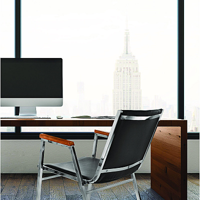 AdirOffice Vinyl Chrome Frame Stackable Office Chair, 16.5 x 22 x 32, Black Seat, Black Back, Chrome Base (ALHI63802BK)