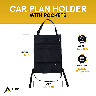 AdirOffice Blueprint Large Document Car Plan Holder with Pockets, 15 x 0.5 x 26.5, Blue (ALHI642)