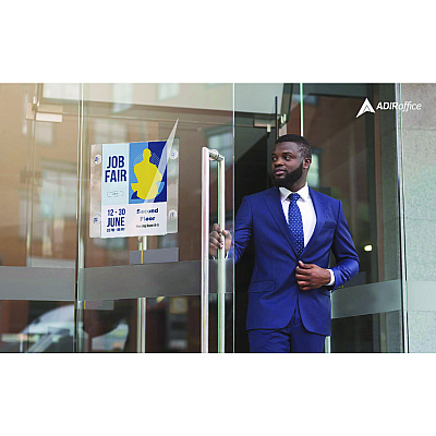 AdirOffice Clear Suction Acrylic Window Sign Holder, 8 x 11, Clear Frame, 2/Pack (ALHI6398511WSH2)