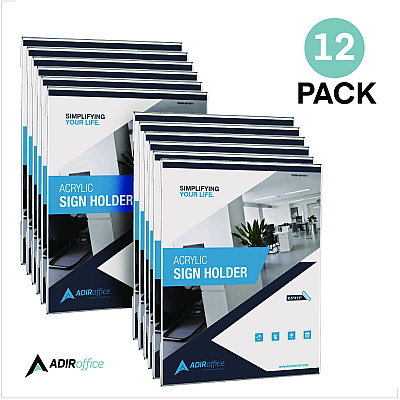 AdirOffice Wall Mount Side-Loading Acrylic Sign Holders, 8 x 11, Clear Frame, 12/Pack (ALHI639851112WM)