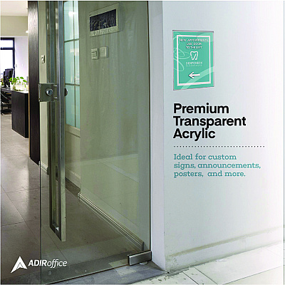 AdirOffice Wall Mount Side-Loading Acrylic Sign Holders, 8 x 11, Clear Frame, 12/Pack (ALHI639851112WM)