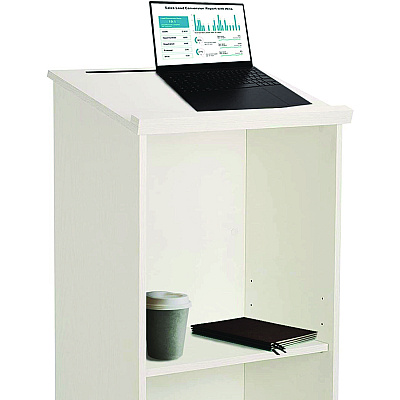 AdirOffice Wood Stand-up Podium Lectern Speaker Stand, 23 x 15 x 45.8, White (ALHI66101WHI)