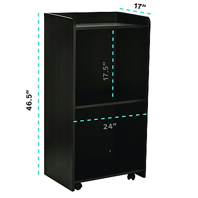 AdirOffice Wood Mobile Presentation Lectern Speaker Stand with Shelves, 22.44 x 16.53 x 45.98, Black (ALHI66107BLK)