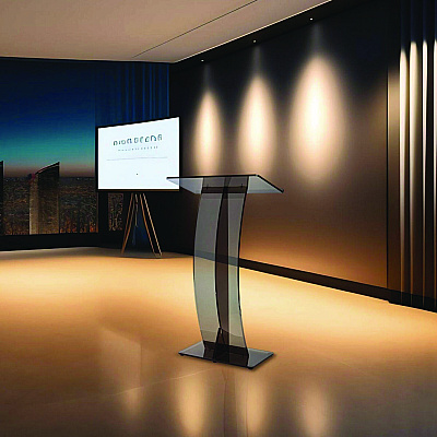 AdirOffice Acrylic Slanted Podium Lectern Speaker Stand, 26.75 x 12.5 x 47, Black (ALHI66103BLK)