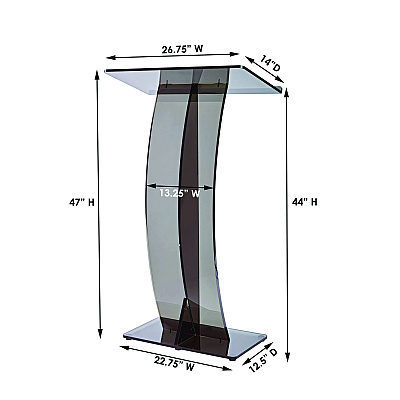AdirOffice Acrylic Slanted Podium Lectern Speaker Stand, 26.75 x 12.5 x 47, Black (ALHI66103BLK)