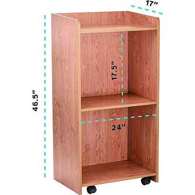 AdirOffice Wood Mobile Presentation Lectern Speaker Stand with Shelves, 22.44 x 16.53 x 45.98, Medium Oak (ALHI66107MEO)