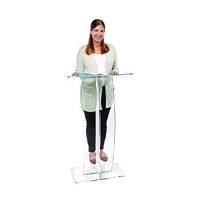 AdirOffice Acrylic Slanted Podium Lectern Speaker Stand, 26.75 x 12.5 x 47, Clear (ALHI66103CLR)