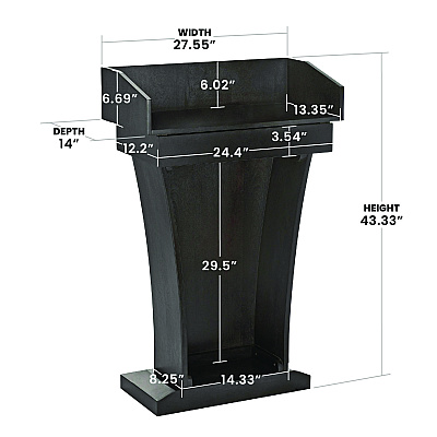 AdirOffice Wood Stand-Up Podium Lectern Speaker Stand with Drawer and Storage Area, 27.55 x 14 x 43.3, Black (ALHI661012BLK)