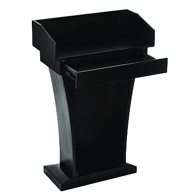 AdirOffice Wood Stand-Up Podium Lectern Speaker Stand with Drawer and Storage Area, 27.55 x 14 x 43.3, Black (ALHI661012BLK)