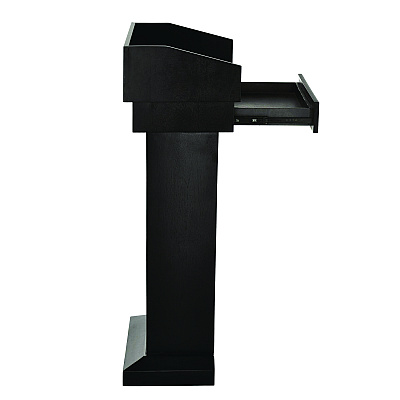 AdirOffice Wood Stand-Up Podium Lectern Speaker Stand with Drawer and Storage Area, 27.55 x 14 x 43.3, Black (ALHI661012BLK)