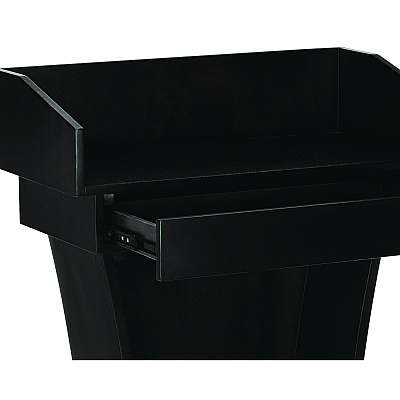 AdirOffice Wood Stand-Up Podium Lectern Speaker Stand with Drawer and Storage Area, 27.55 x 14 x 43.3, Black (ALHI661012BLK)