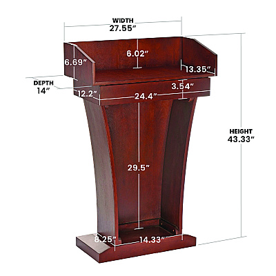 AdirOffice Wood Stand-Up Podium Lectern Speaker Stand with Drawer and Storage Area, 27.55 x 14 x 43.3, Cherry (ALHI661012CH)