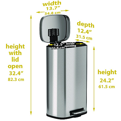 HLS Commercial Fire-Resistant Step Pedal Trash Can, 8 gal, Plastic/Stainless Steel, Silver (HLMHLSS08RFR)