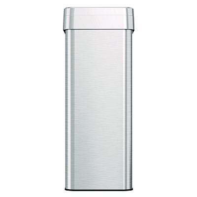 HLS Commercial Open Top Trash Can, Rectangular, 18 gal, Plastic/Stainless Steel, Silver (HLMHLS18UOT)
