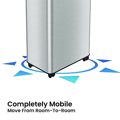 HLS Commercial Open Top Trash Can with Wheels, 18 gal, Plastic Stainless Steel, Silver (HLMHLS18UOTM)