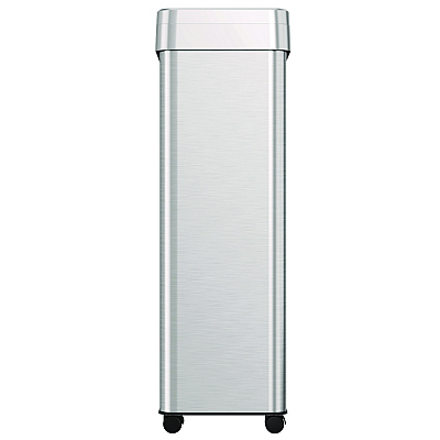 HLS Commercial Open Top Trash Can with Wheels, 21 gal, Plastic/Stainless Steel, Silver (HLMHLS21UOTM)